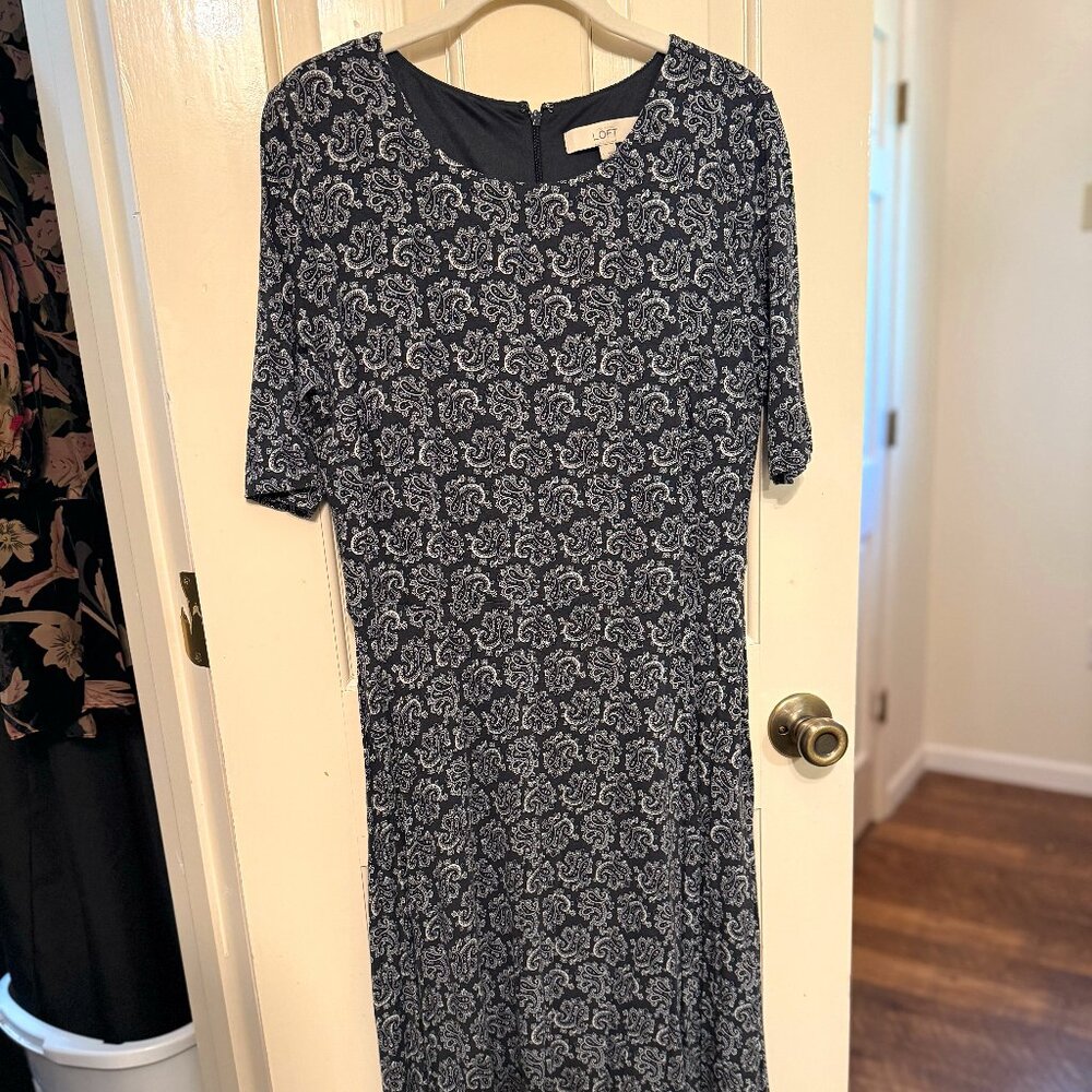 LOFT Gray Print Dress